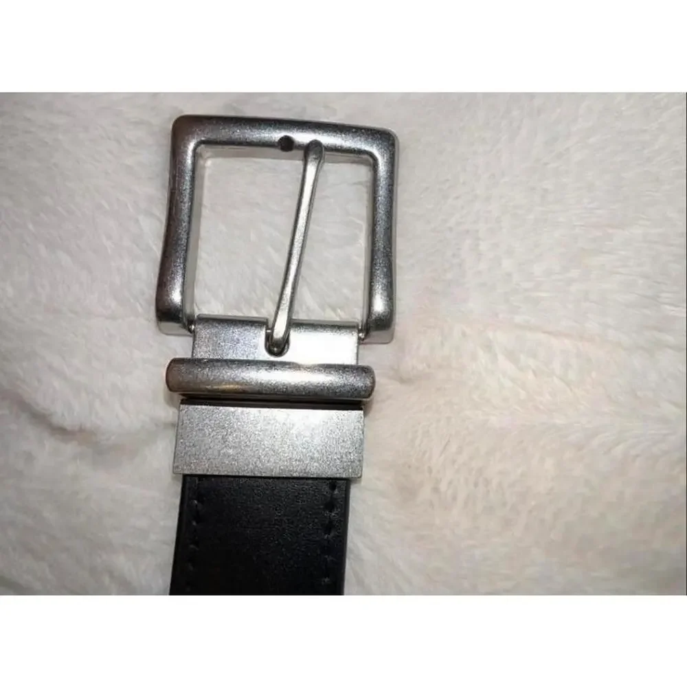 Ralph Lauren Polo Mens Black Leather Belt Silver Buckle Size L Capsule Wardrobe